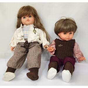 2 Colette Zapf Creation 19" German Play Dolls Brunette Blue Sleeping Eyes